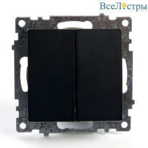 Выключатель двухклавишный Stekker Катрин черный GLS10-7104-05 39606