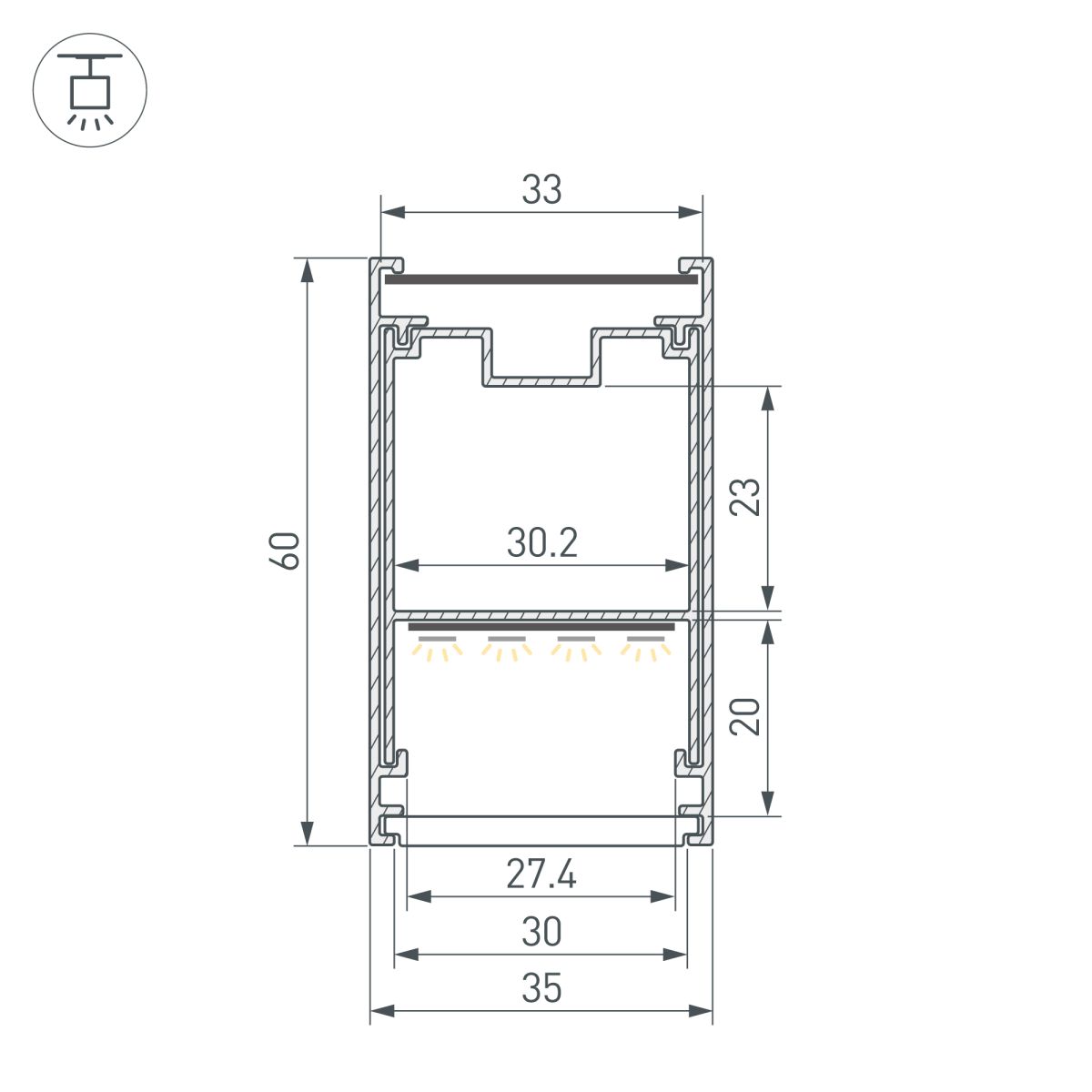 профиль arlight line-3560-bent-side-2000 anod (алюминий) 062978