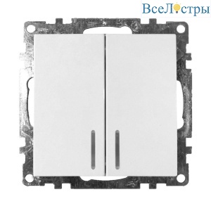 Выключатель двухклавишный Stekker Катрин с подсветкой белый GLS10-7102-01 39301