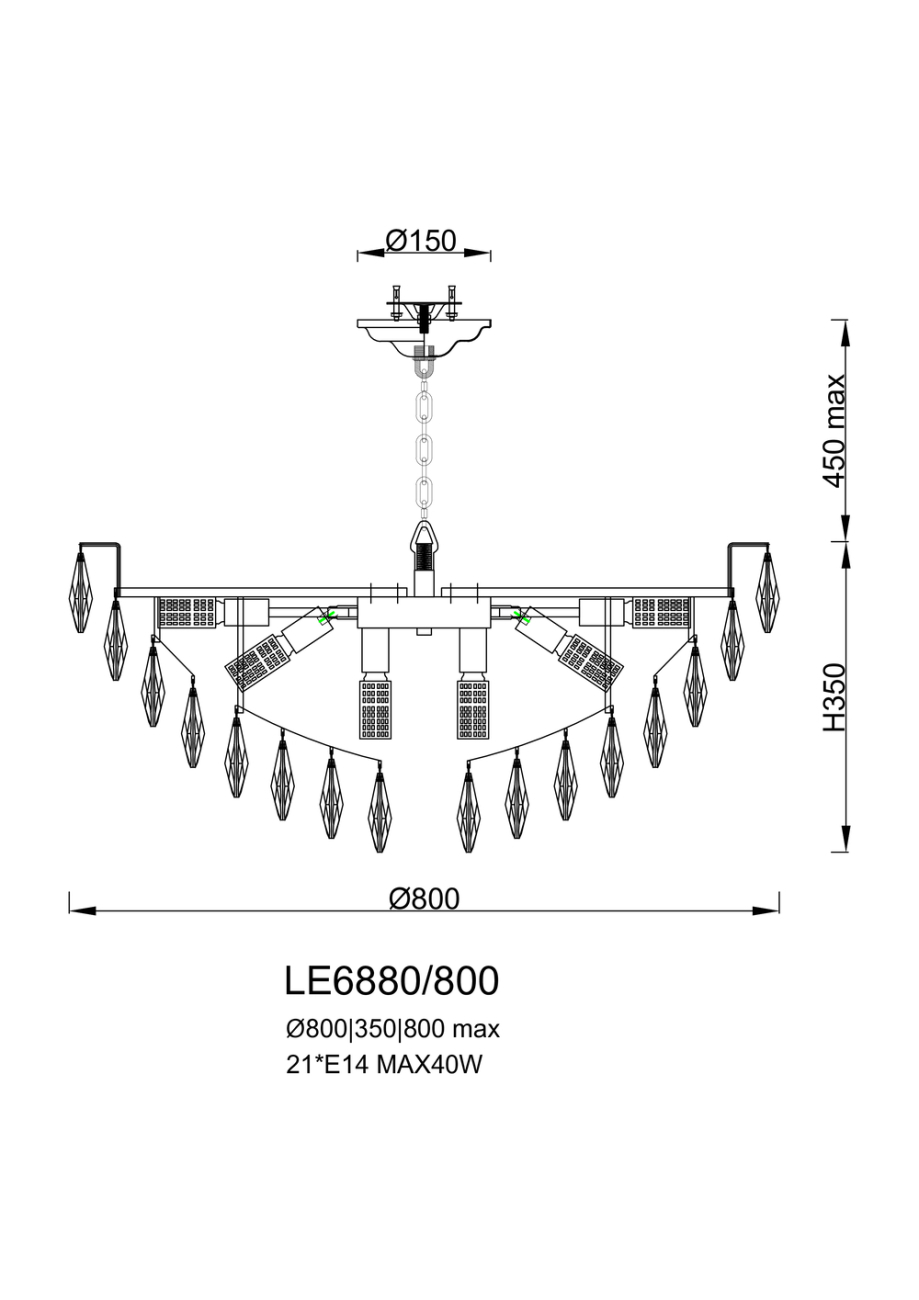 подвесная люстра melanie le6880/800 ch