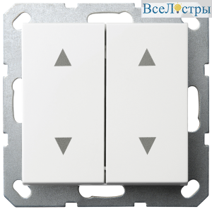 Выключатель двухклавишный Jasmart для жалюзи/штор в комплекте с накладкой белый глянцевый 10A 250V G3028W