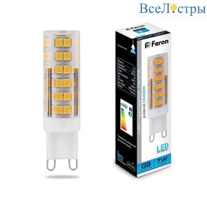 Лампа светодиодная Feron G9 7W 6400K прозрачная LB-433 25768