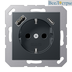 Розетка 2K+З USB Typ AC Jung A1520-15CAANM