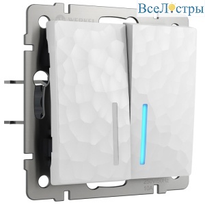 Выключатель Werkel Hammer двухклавишный проходной с подсветкой белый W1222101 4690389162626