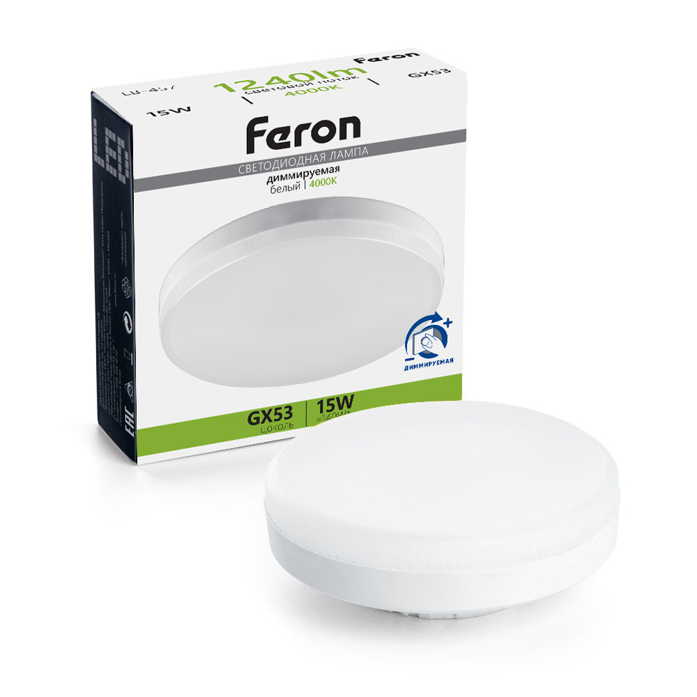светодиодная диммируемая лампа feron lb-457 gx53 15w 4000k 51068
