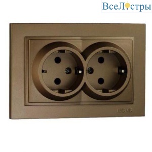 Розетка 2К+З двойная Mono Electric Despina 16A 250V винтовое подключение бронза 102-232304-120