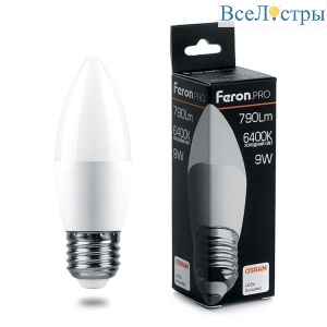 Лампа светодиодная Feron Pro E27 9W 6400K матовая LB-1309 38064