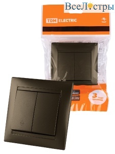 Выключатель двухклавишный на 2 направления Лама TDM Electric SQ1815-0707
