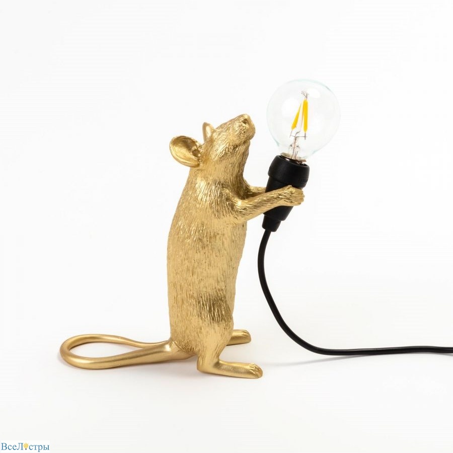 настольная лампа mouse lamp standing gold usb seletti