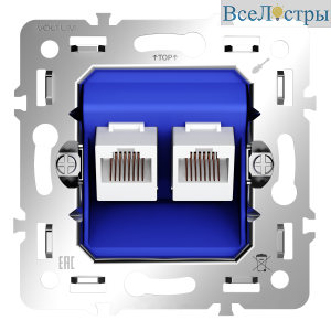 Механизм розетки компьютерной двойной RJ45+RJ45 кат.6 Voltum S70 VLS0602M
