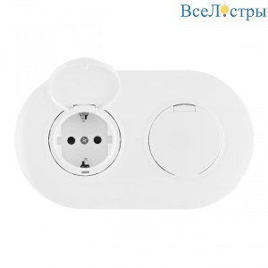 Круглая розетка двойная (двухпостовая) с/з и шторками Arte Milano SET08-2-41-1x2 white