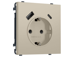 Комплект механизма электрической розетки SIGMA Кашемир 2USB A+C 20W Ambrella Volt MS350010 (SP3500, PR160)