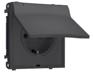 Комплект механизма электрической розетки SIGMA Графит Мягкое касание 50Hz 2P+E с/з с/ш и крышкой IP44 16A-250V QUANT PRO Ambrella Volt MS908010 (SP9080, PR141)