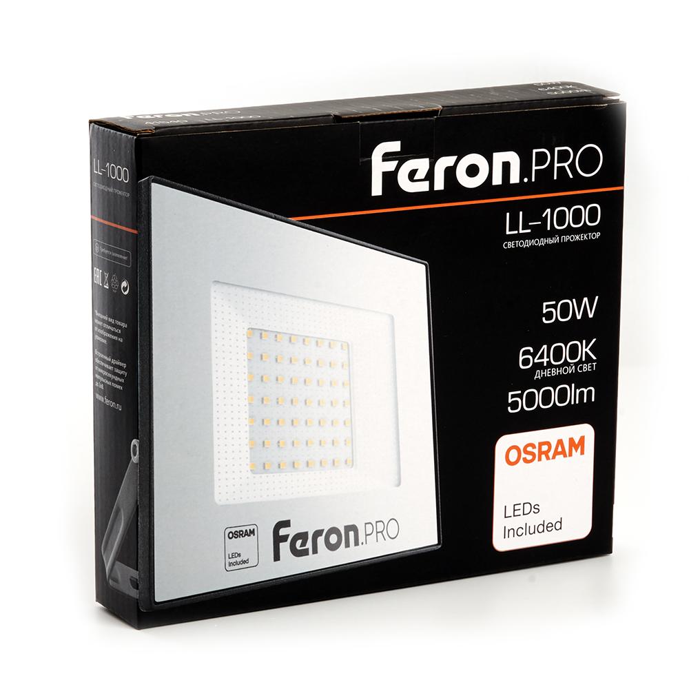 светодиодный прожектор feron ll-1000 50w 6400k 41540