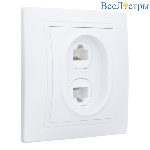 Розетка двойная компьютерная RJ45 скрытой установки IP20, белая "Дельта" General 477231