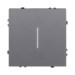 Выключатель кнопочный 1-клавишный 10А/250В с LED подсветкой, серый Kollinger Eclipse EC-012GY