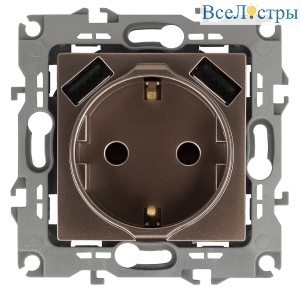 Розетка 2P+E со шторками с 2xUSB Эра 12-4109-13 Б0047847