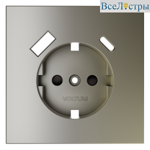 Накладка для розетки с заземлением и защитными шторками, с USB A+C Voltum S70 (шелк) VLS001004