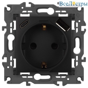 Розетка со шторками с USB type-A+C Эра Elegance 14-4108-05 Б0067724