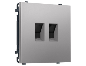 Комплект механизма компьютерной двойной розетки SIGMA Сталь матовый RJ-45 Ambrella Volt MS512110 (SP5121, PR189)