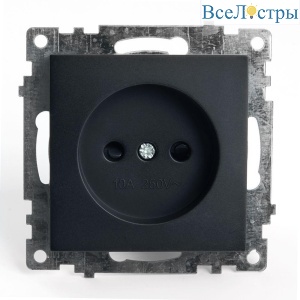 Розетка 2P Stekker Катрин со шторками черный GLS10-7109-05 39609