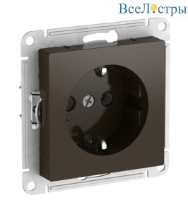Розетка с заземлением, 16А, мех., быстрозажим. клем. Systeme Electric AtlasDesign Мокко ATN000643S