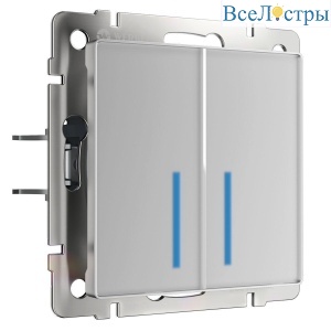 Сенсорный выключатель двухклавишный Werkel с подсветкой серебряный W4520006 4690389179563