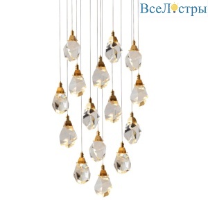 Подвесной светильник Delight Collection Crystal rock II 9701P/15R brass
