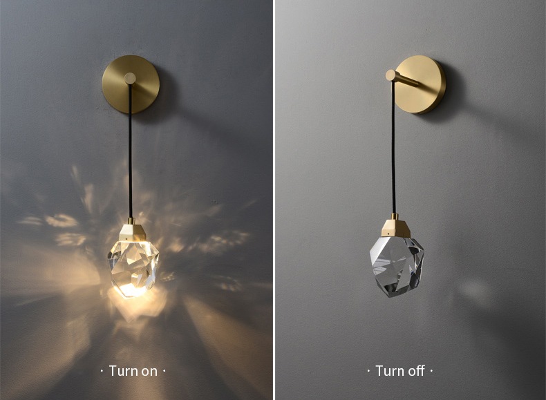 настенный светильник delight collection crystal rock ii 9701w brass/clear