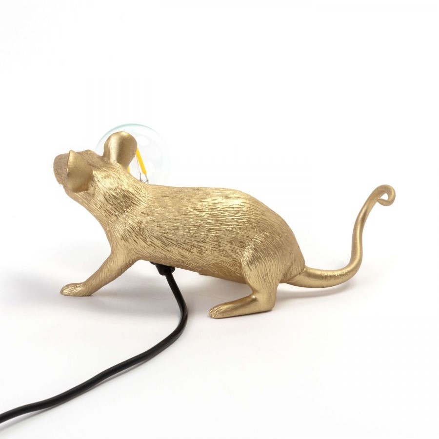 настольная лампа mouse lamp lyie down gold usb seletti