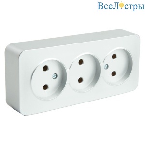Розетка тройная 2P Stekker София серебро MST10-13-03 49329