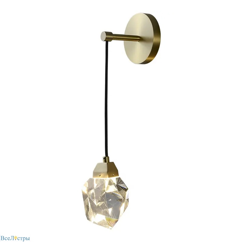 настенный светильник delight collection crystal rock ii 9701w brass/clear