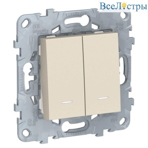 Переключатель двухклавишный с подсветкой Schneider Electric Unica New NU521344N