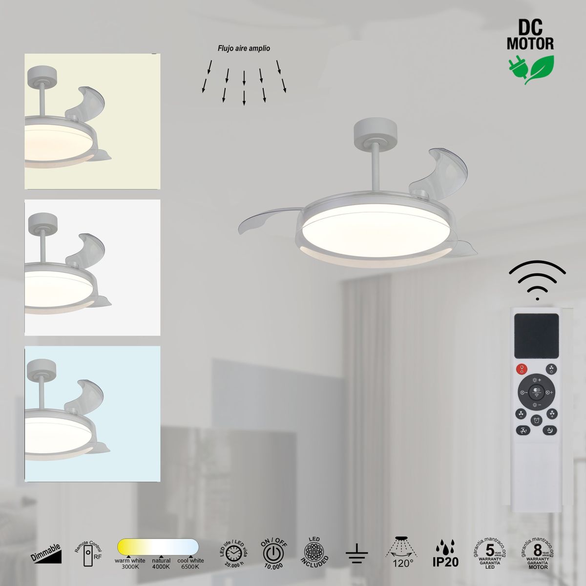 люстра-вентилятор mantra glass fan 9525