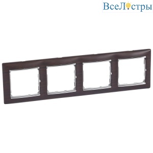Рамка 4-постовая Legrand Valena темное дерево/серебряный штрих 770374
