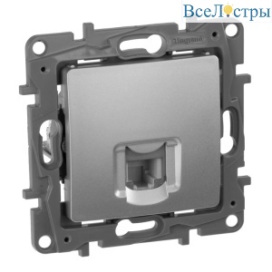 Розетка телефонная RJ11 Legrand Etika алюминий 672440