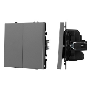 Выключатель перекрёстный 2 кл софт-тач серый базальт Arlight SWT-MKX2-SFPL-GR (250V, 10A) 061793(1)
