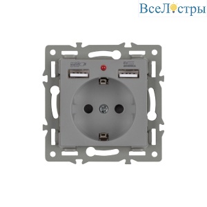 Механизм розетки с USB зарядкой Arlight SCT-MUAA-PL-GR (250V, 16A) 043735
