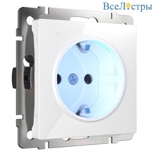 Розетка с заземлением и подсветкой Werkel белая W1171401 4690389155338