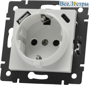 Механизм розетки с быстрой USB зарядкой Arlight SCT-MUAC-PL-WH-V (250V, 16A) 049822