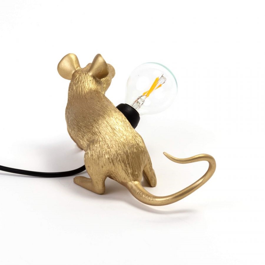 настольная лампа mouse lamp lyie down gold usb seletti