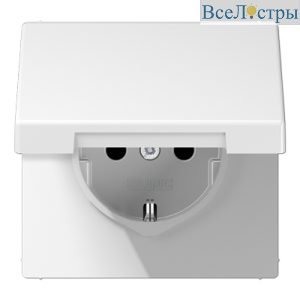 Розетка 2K+З с крышкой Jung LS1520KLWW