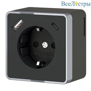 Розетка с заземлением, шторками и USB тип A+C Werkel Gallant W5071735 4690389179655 a057702