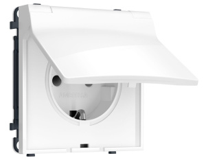 Комплект механизма электрической розетки SIGMA Белый глянец 50Hz 2P+E с/з с/ш и крышкой IP44 16A-250V QUANT PRO Ambrella Volt MS108010 (SP1080, PR141)