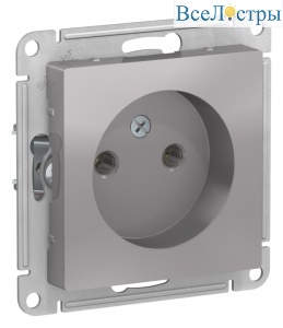 Розетка б/з, 16А, механизм Systeme Electric AtlasDesign Алюминий ATN000341