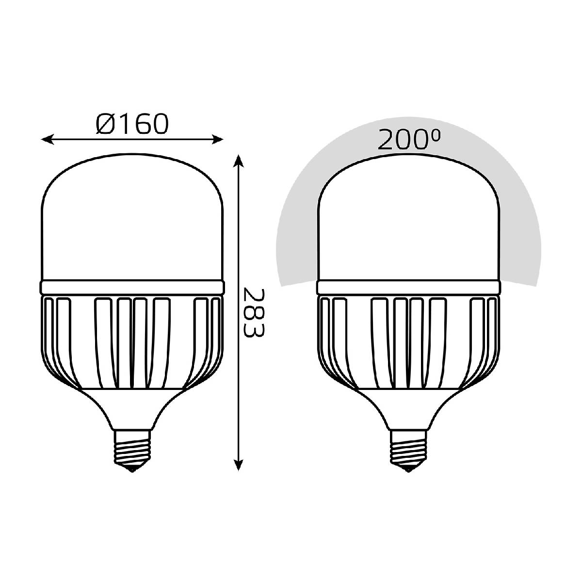 лампа светодиодная сверхмощная gauss e40 90w 6500к матовая 11734392