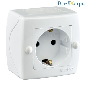 Розетка 2К+З Mono Electric Octans IP20 16A 250V винтовое подключение белый 104-010107-117