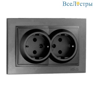 Розетка 2К+З двойная Mono Electric Despina 16A 250V винтовое подключение графит 102-202004-120