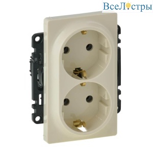 Розетка двойная Legrand Valena Life 16A 250V с/з безвинтовой зажим слоновая кость 753227