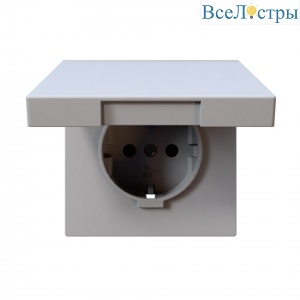 Розетка SCHUKO с крышкой и защитными шторками 16A 250V 2P+T, цвет Белый матовый (soft touch) Jasmart FD5505PWM
